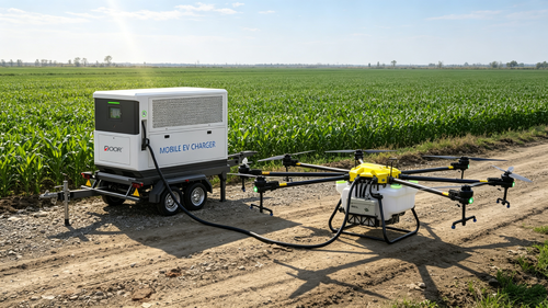 Berita perusahaan terbaru tentang Bagaimana Sistem Pengisi Daya EV Seluler Mendukung Operasi Drone Pertanian di Lahan Pertanian Terpencil